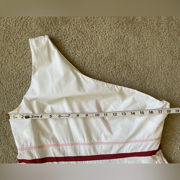 J.Crew one-shoulder maxi dress in cotton poplin w/ color ribbon stripes. Size 12 - Picture 8 of 14